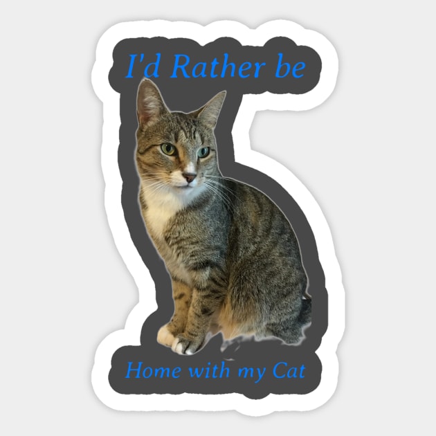 Id rather be home with my cat Sticker by YoYoey